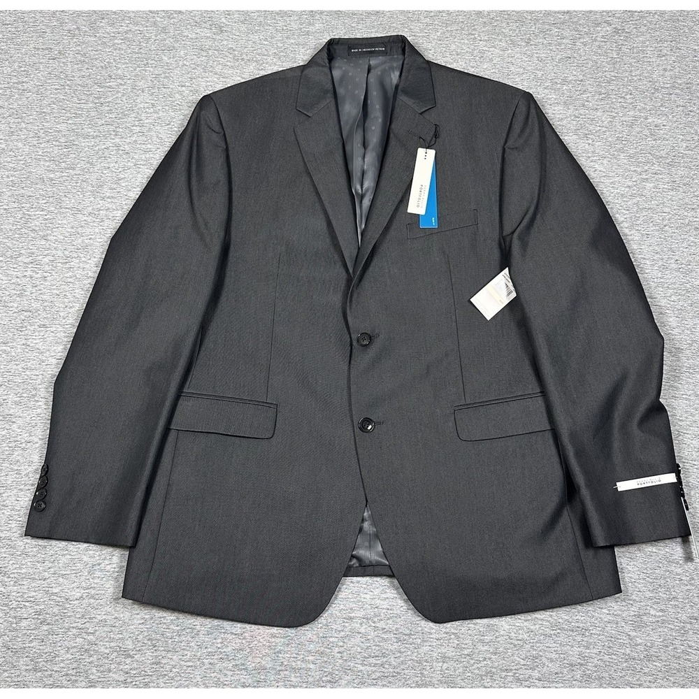 Perry Ellis Blazer Mens 44R Charcoal Gray Slim Fit Office City Suit Jacket NEW